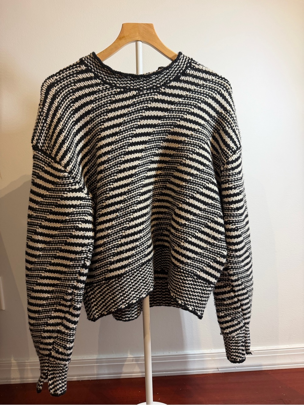 Rag and Bone Striped Black and White Crewneck Sweater - Women's